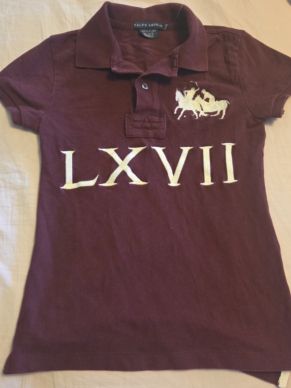 Ralph Lauren Women or Kids Burgundy Polo with White Embroidery